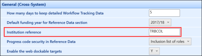 Institution reference institution setting